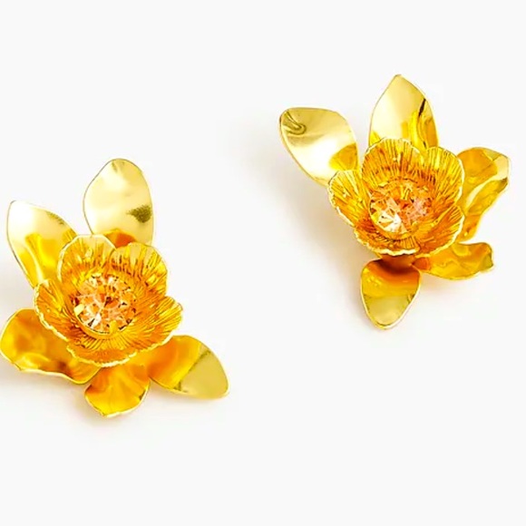 J. Crew Burnished Gold Floral Earrings - Picture 2 of 9